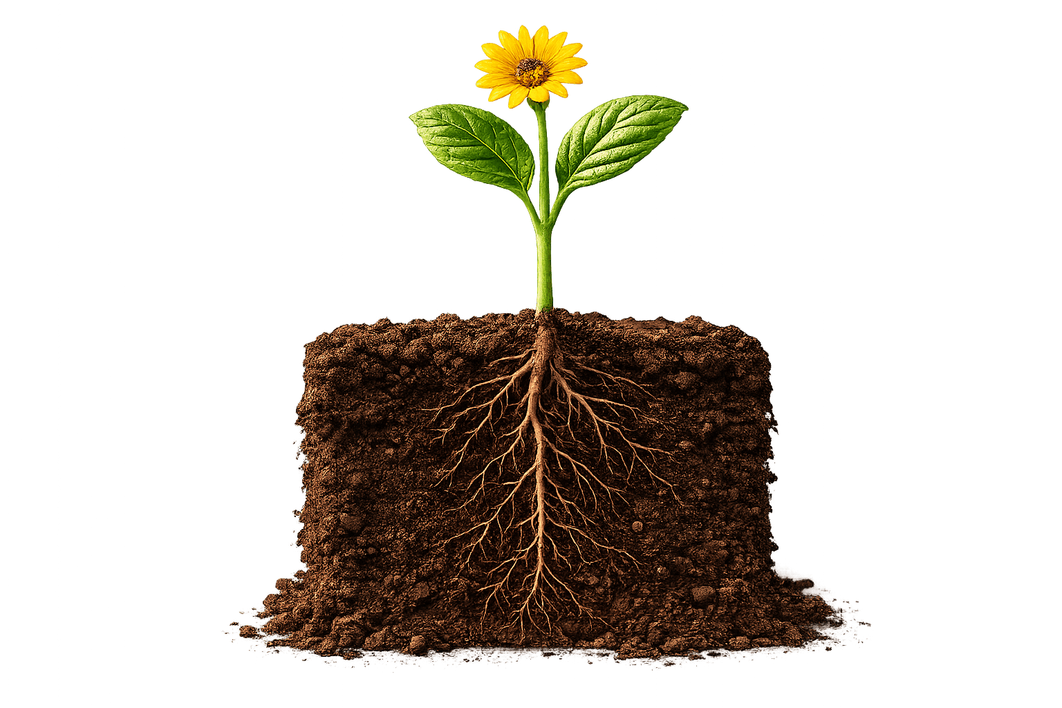 Healthy crops growing with organic fertilizers